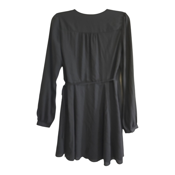 Aritzia Sunday Best Alexi Black Long Sleeve Wrap Mini Dress 4 - Picture 3 of 7